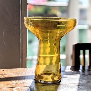 Blenko no label Handmade Blenko Glass Yellow gold amber wide mouth 9"